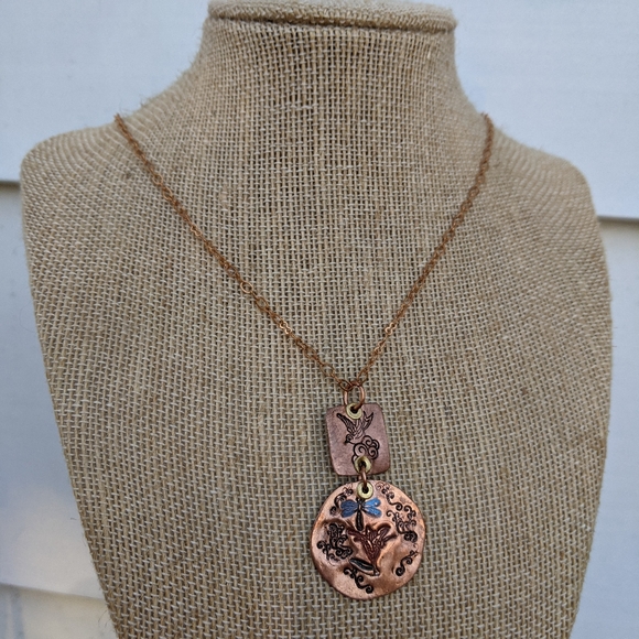 SOLD ETSY- Lilly Garden Copper Artisan Pendant - Picture 4 of 5